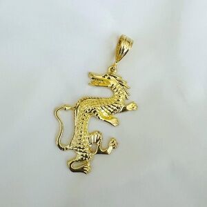 Gold Chinese Dragon Chain Pendant Charm | Y2K McBling 2000s